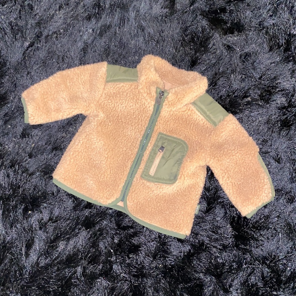 Baby Gap Sherpa Coat - Caramel & Olive